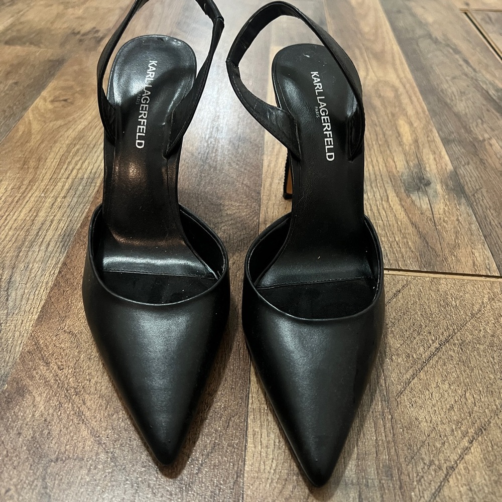 Karl Lagerfeld Elegant Black Slingback Heels